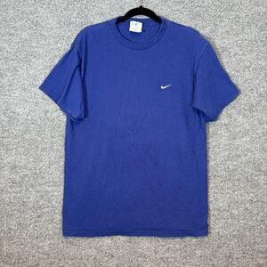 Nike Shirt Mens Medium Blue 90s Vintage Crew Neck Tshirt Made In USA Swoosh
